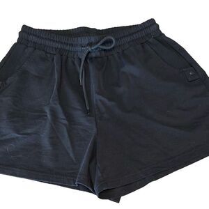 Another Love Womens‎ Drawstring Cotton Blend High Waist Shorts Black Size Medium